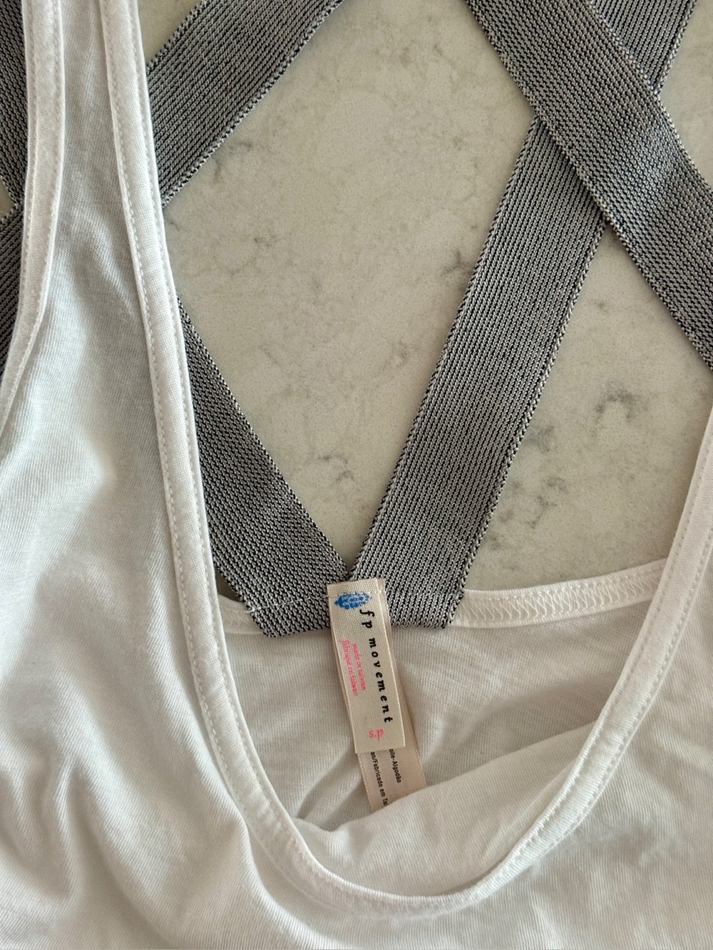 Free People Tank Top - White with Gray Straps NWT - Picture 6 of 6
